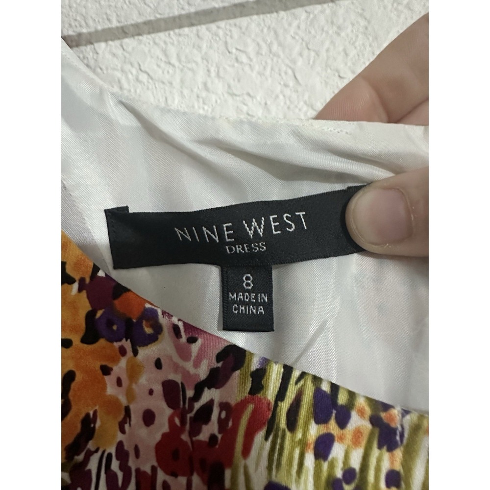 Nine West Dress Floral Multicolor  Sleeveless Size 8 Cotton Fit & Flare Summer - Picture 5 of 6